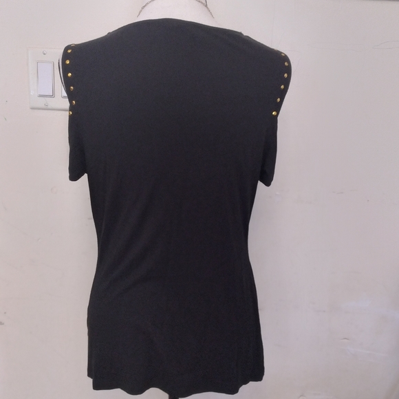 Carmen Marc Valvo cold shoulder stretch top sz M - Picture 2 of 4